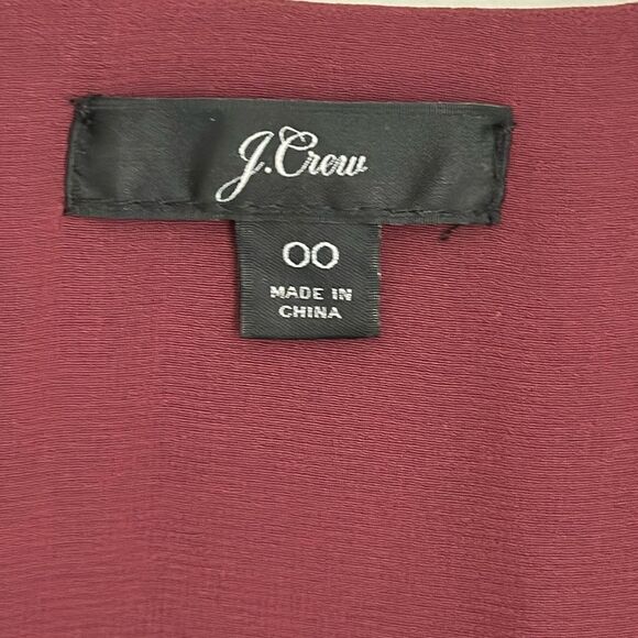 J. Crew Women’s Faux Wrap Velvet Top Burgundy Peplum Size 00 - Picture 5 of 13